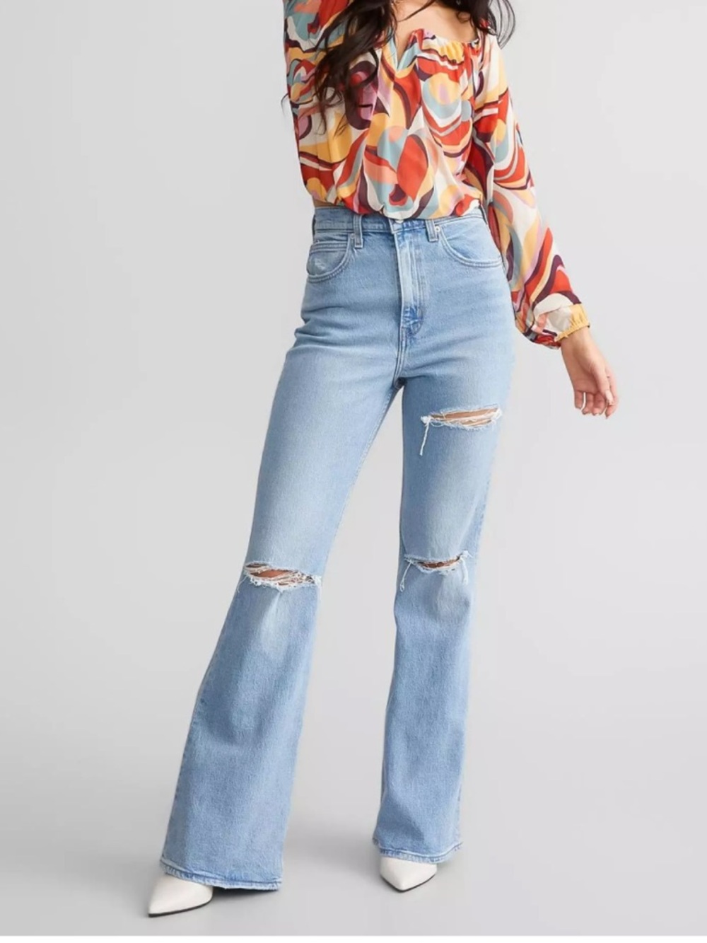 Levi’s Women's 70’s High-Rise Distressed Flare Jeans